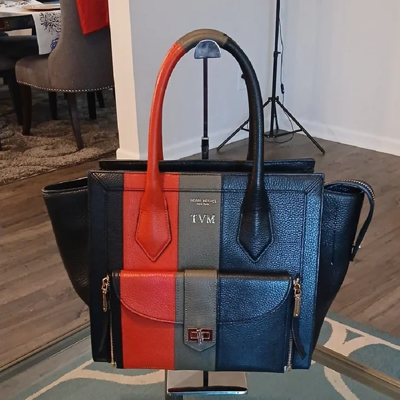 Henri Bendel Rare Tricolor Black, Orange, and Gray Large Tote - Picture 3 of 13